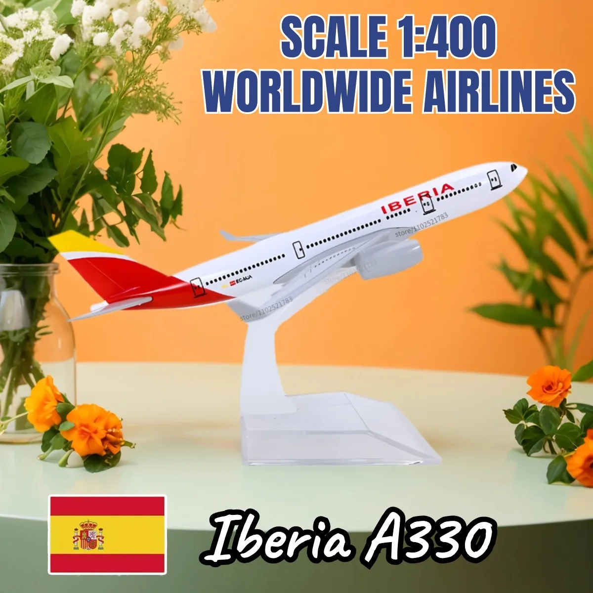 1:400 Iberia A330 Diecast Aircraft Replica Scale Boeing Airbus Plane Model Miniature Aviation Figures Children Kids Toy for Boy