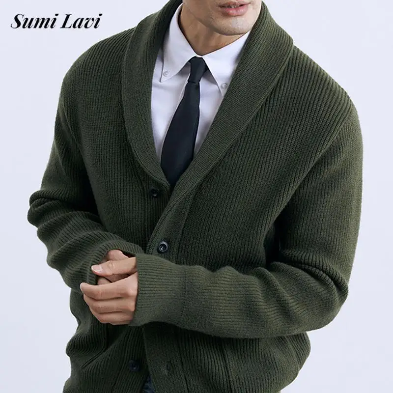 

Daily Leisure Mens Button-up Sweatercoats Fall Winter Casual Solid Color Lapel Knit Cardigan Men Vintage Slim Fit Sweater Jacket