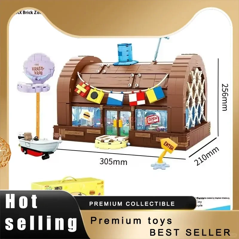 

Набор строительных блоков Area-X SpongeBob Krusty Krab: интерактивная модель ресторана-гамбургерной, игрушка-конструктор, подарок-сюрприз для детей и фанатов