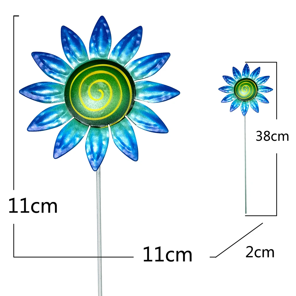 Ogrodowe kołki metalowy kwiat rzeźba artystyczna zewnętrzne żelazne ozdobny kwiat obrotowe wiatrak kwiat ogrodowy łóżka roślina doniczkowa dekoracji