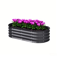 195x28x60 cm Metal Raised Beds Raised Planters Outdoor Galvanised Planter Box Kit for Flowers Herbs Fruit Growing Black