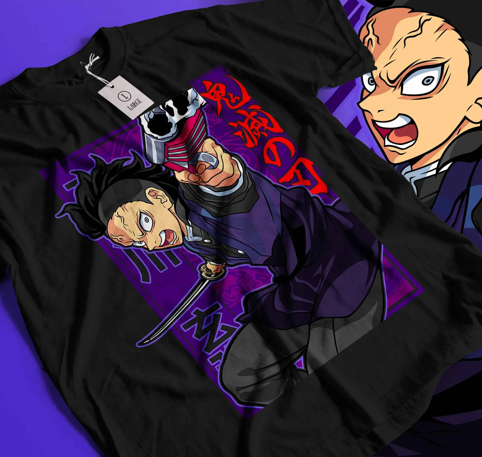 Genya Shinazugawa T-Shirt Kimetsu No Yaiba Demon Slayer Tanjiro Tee All Size 109