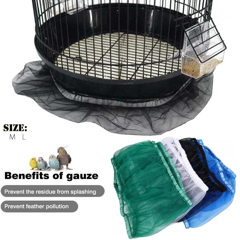 Hot 1pcs Universal Mesh Bird Cage Cover Shell Skirt Net Easy Cleaning Catcher Guard Bird Cage Stretchy Mesh Parrot Bird Cage Net