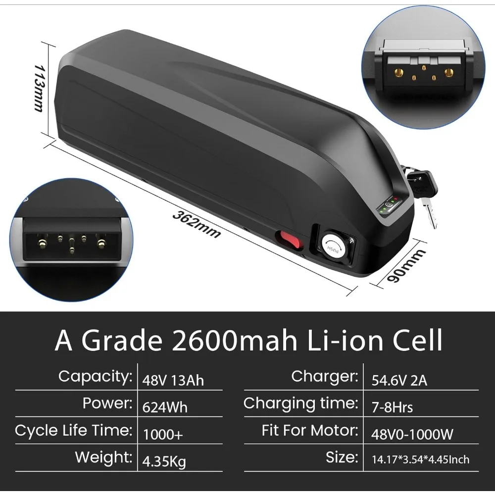 UL認証済み48V/52V電動自転車バッテリー - 48ボルト50W-1500W電動自転車変換キットBafang用リチウムイオンバッテリーパック