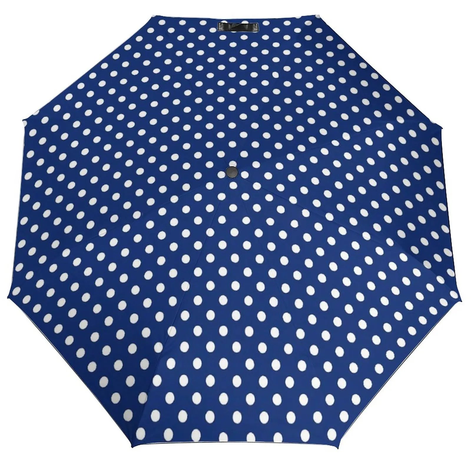 White Polka Dots 3 Fold Auto Umbrella Classic Dot Print Portable Umbrella Wind Proof Carbon Fiber Frame Umbrellas for Men Women