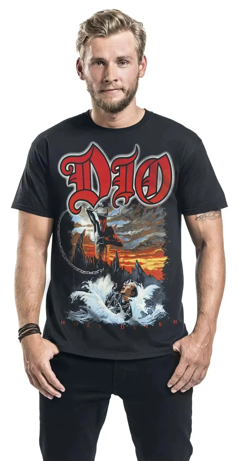 

2025 Summer New Holy Diver Dio T-shirt Peripheral Pattern Printing Summer Pure Cotton Men's and Women's T-shirt Short Sleeve