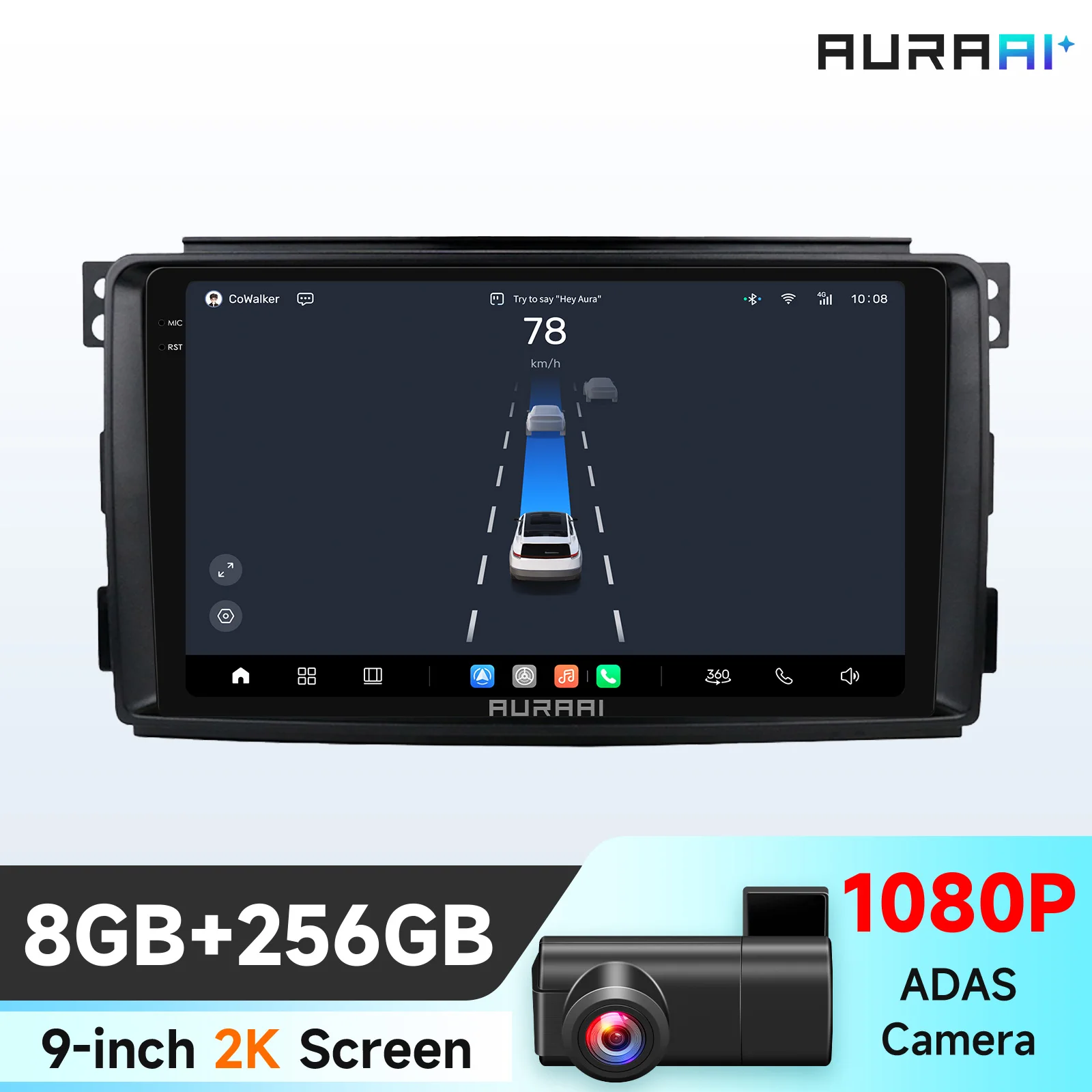 2K Scherm Draadloze CarPlay Android Auto Autoradio voor Mercedes Benz Smart Fortwo 451 2010-2015 GPS Multimedia 2din Systeem Stereo