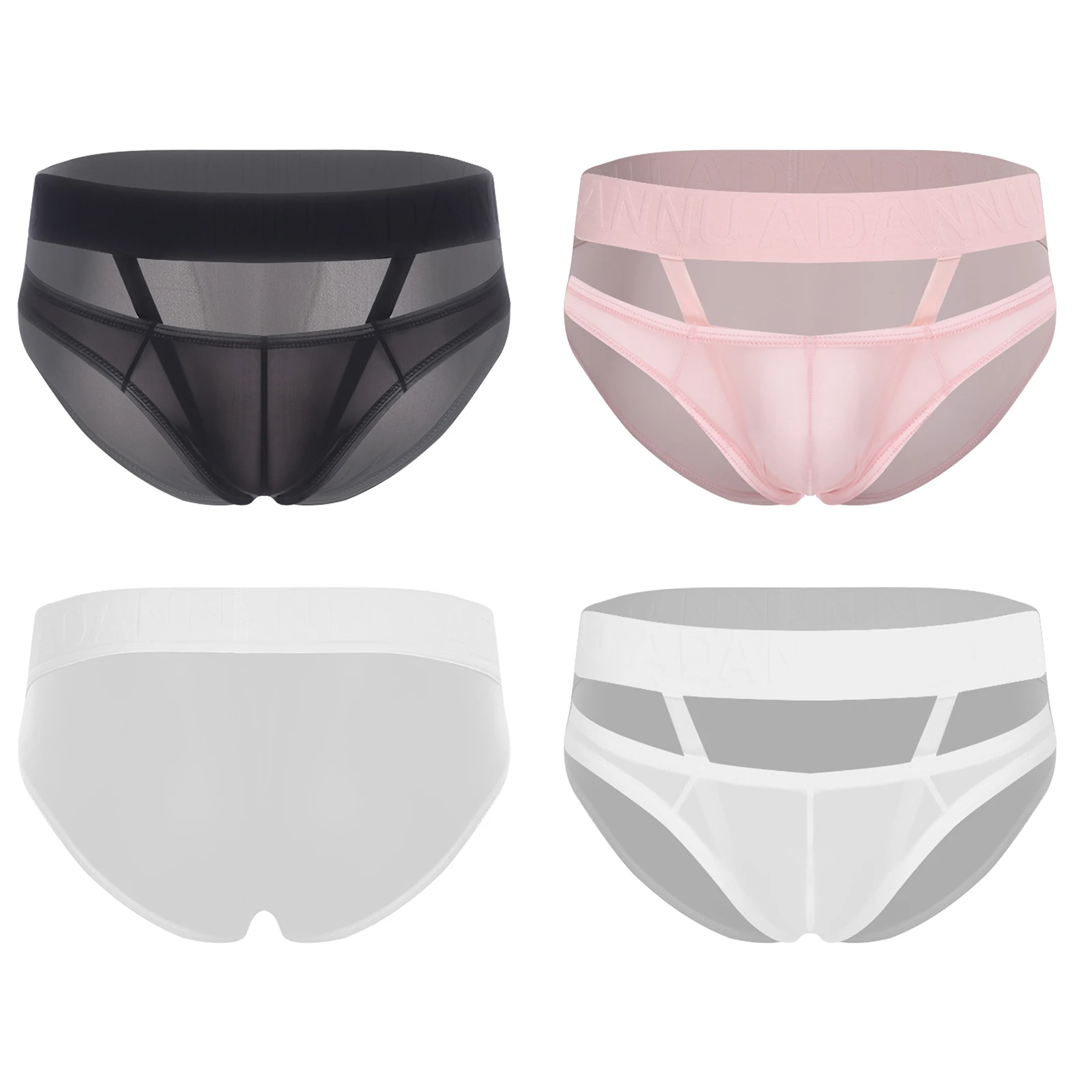 

Mens Sexy See Through Briefs Underwear Sheer Mesh Cut Out Low Rise Bulge Pouch Jockstraps Underpants Lingerie Panties Nightwear