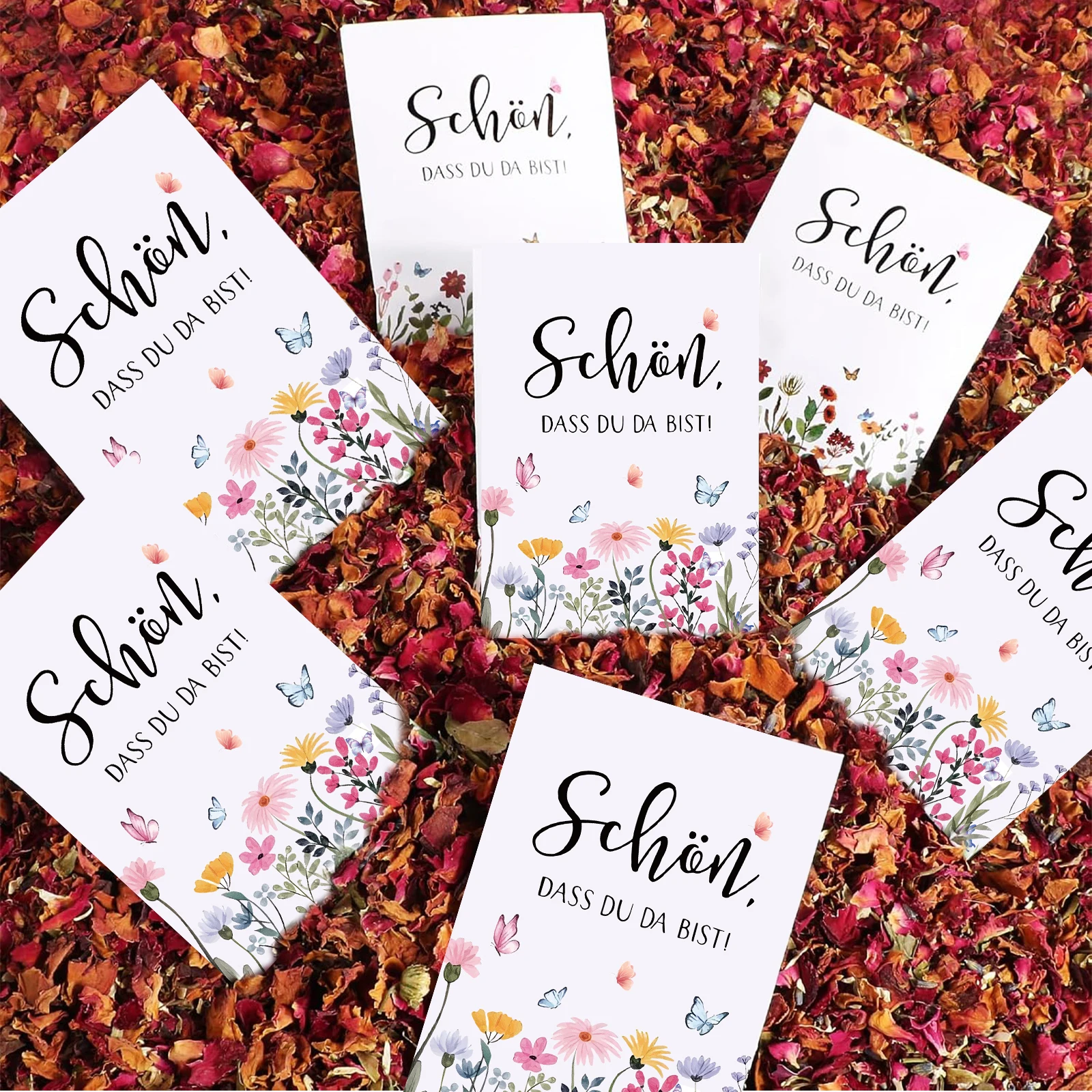 50 قطعة من أكياس البذور "Schon، Dat du daisst"، هدايا الضيوف، بذور الزهور، أكياس الهدايا، أكياس الورق، مزينة بتغليف بذور الزهور