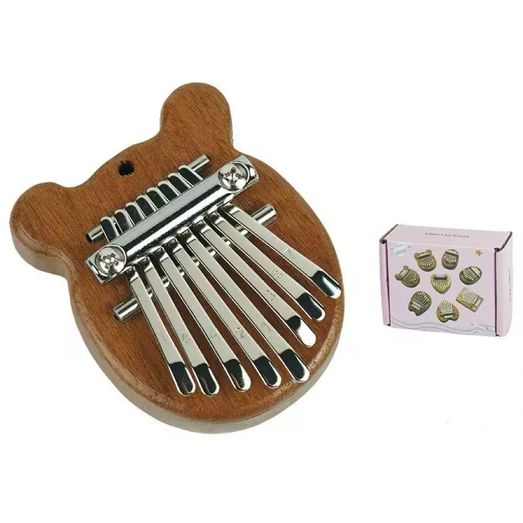 8 Keys Solid Wood Mini Kalimba Wooden Thumb Piano with Lanyard Musical Instrument Piano Music Lover Birthday Valentines Day Gift
