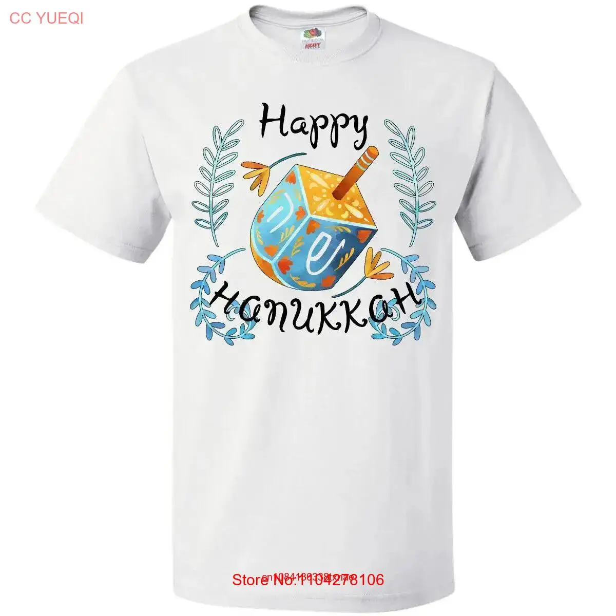 Inktastic Happy Hanukkah Dreidel And Laurels T Shirt Jewish Heritage Holiday Jc long or short sleeves