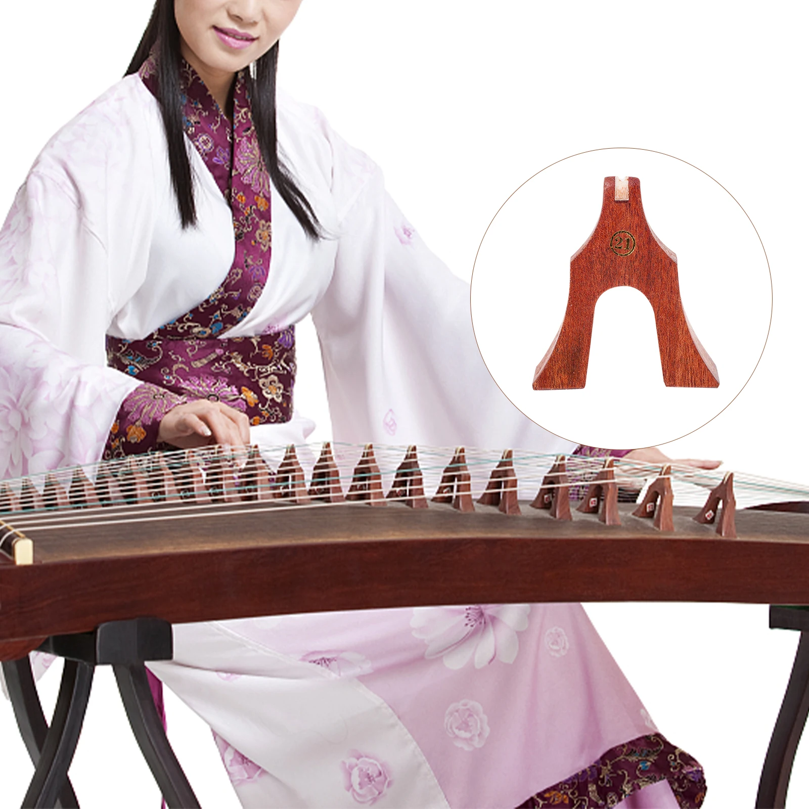 

21 pcs Bridges Bridge Replacement Parts For Guzheng String Support Pillar Light Brown Durable Wooden Musical Instrument