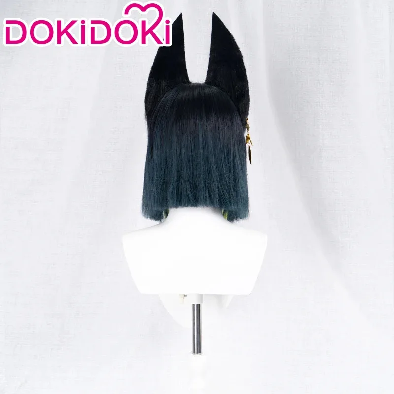 LQIN STOCK Tighnari شعر مستعار لعبة Genshin تأثير شعر مستعار تأثيري DokiDoki Tighnari تأثيري الشعر Dendro Sumeru مرونة الأذن هالوين