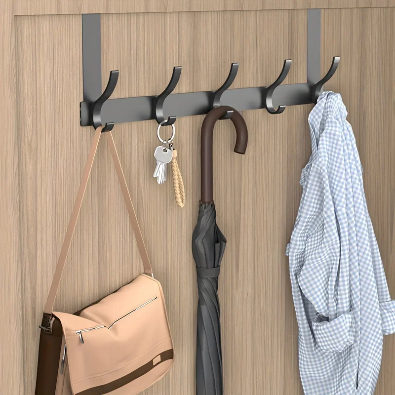 

"Streamlined " Space-Saving Aluminum Over-The-Door Hook - No Drill, Multi-Use Hanger For Bathroom & Bedroom