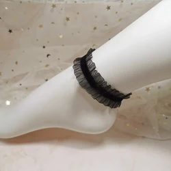 Stylish simple sexy Lolita style Black lace lace foot accessories Anklet accessories Female metal stainless steel fast fading