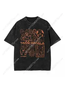 Retro Tshirt Tame Impala Man Woman High Quality Vintage T Shirt Cotton Short Sleeves Fashion T-shirt Soft Breathable Tops