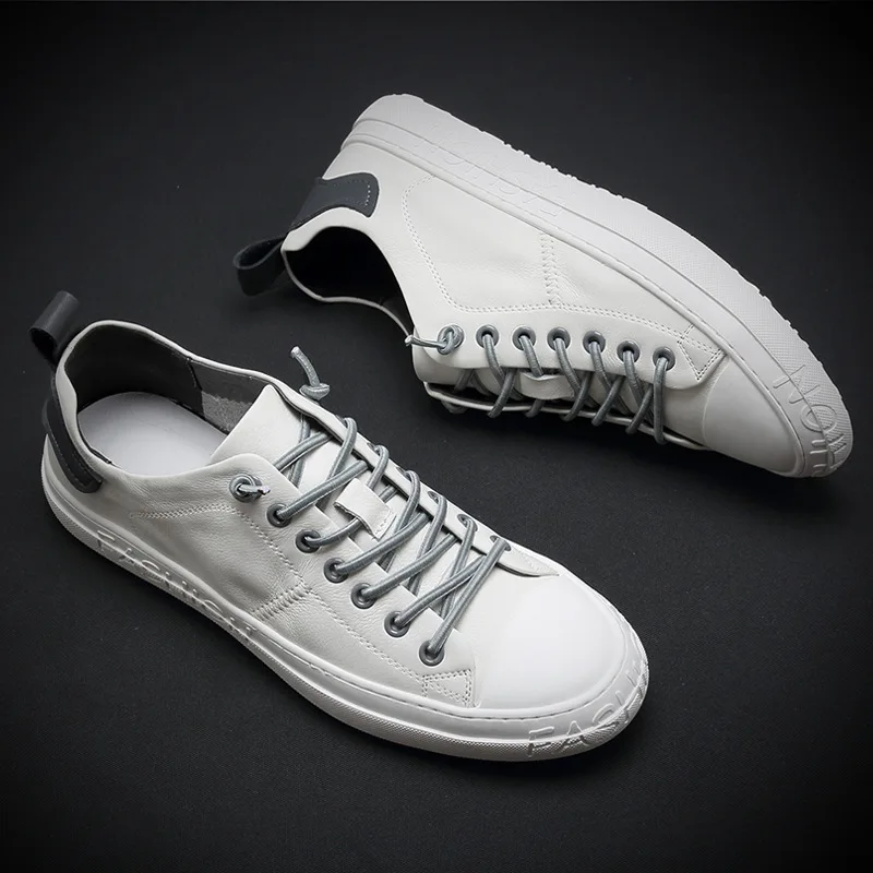 100% Genuine Leather Shoes Men Sneakers Male White Shoes Cow Leather Men Casual Shoes Fashion Man Sneakers Breathable A1616