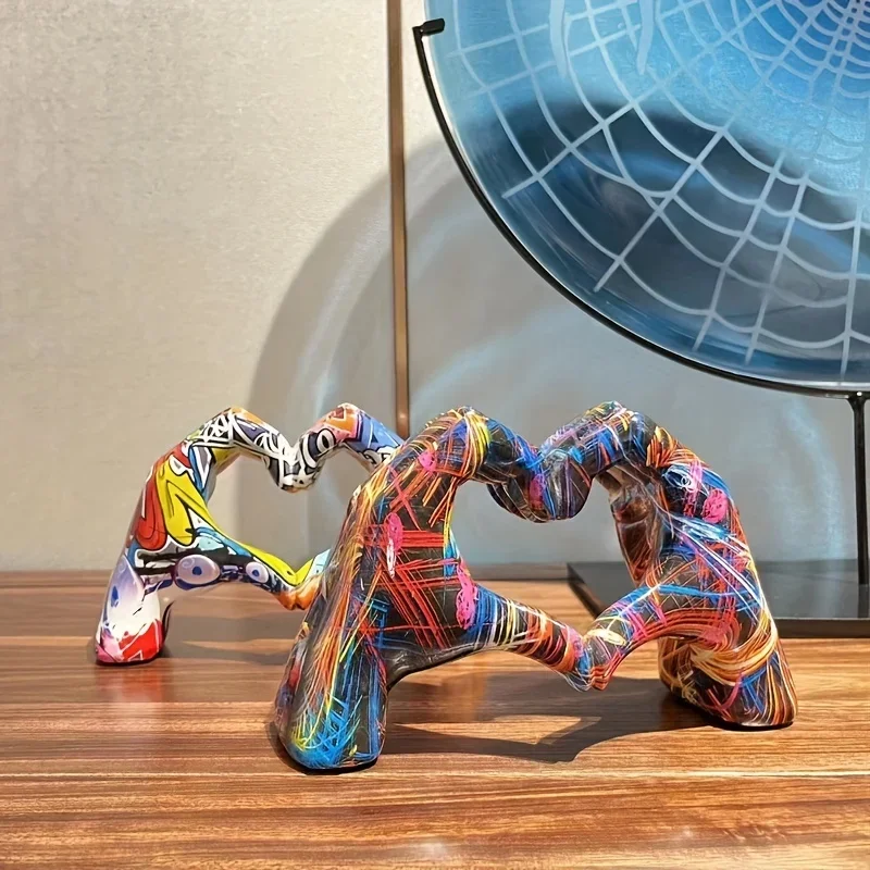 Colorful Gesture Decoration, Love Finger Statue Modern, Modern Art Sculpture Personalized Finger Home Decoration