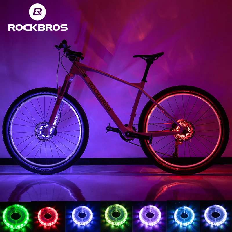 ROCKBROS Bicycle Wheel Light Smart LED Light 1PCS Warning Light 7 Colors MTB Bike Light Vibration Sensing Light Bike Accessories