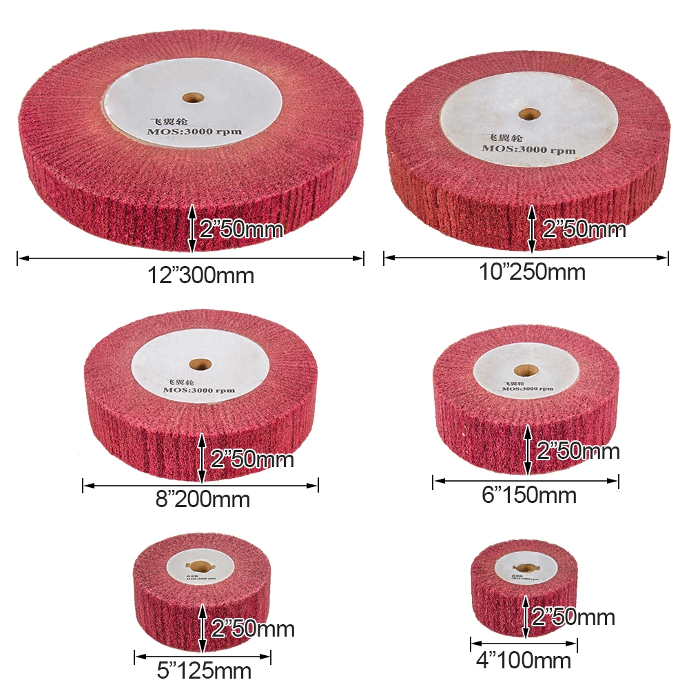 1pc 100/125/150/200/250mm Polishing Wheel Non-Woven Flap Brush Nylon Fiber Disc Red Green