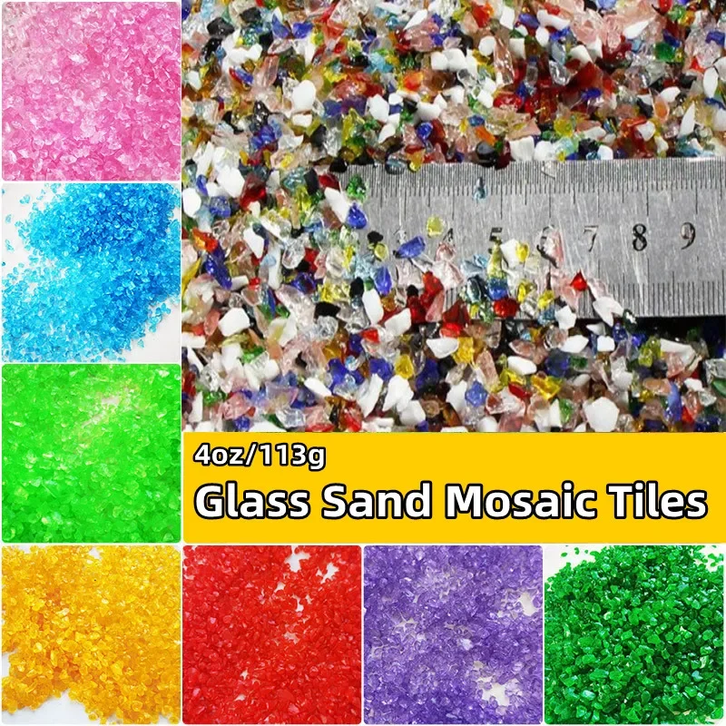 4oz/113g Colorful Glass Sand Mosaic Tiles Glass Fragment Mosaic Making Tile DIY Crafts Materials Fillers of Fish Tank Bottom