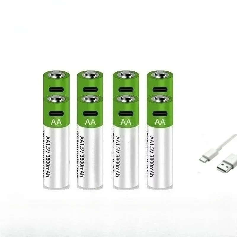 New 3800mAh 1.5V High-quality AA Li-ion Rechargeable Battery with USB-C Fast Charging Suitable for Clocks Toys Mice Accessories