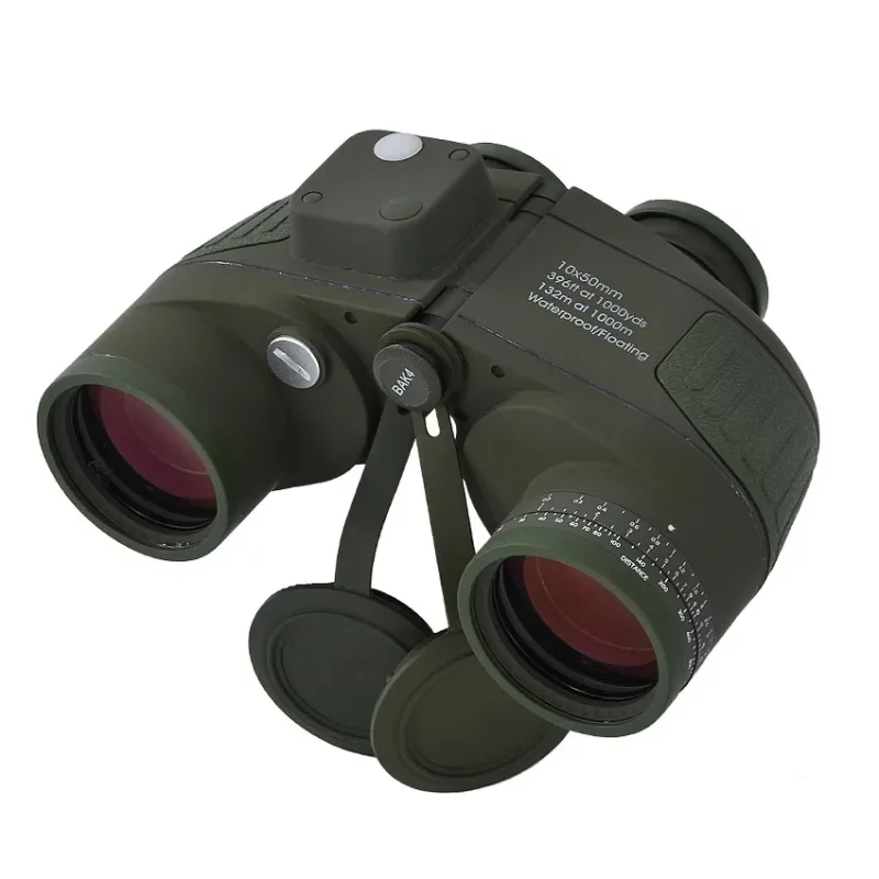 10x50 Waterproof Binoculars Military Marine Level Telescope BAK4 Lens Built-in Rangefinder Compass For Outdoor Hunting Hiking