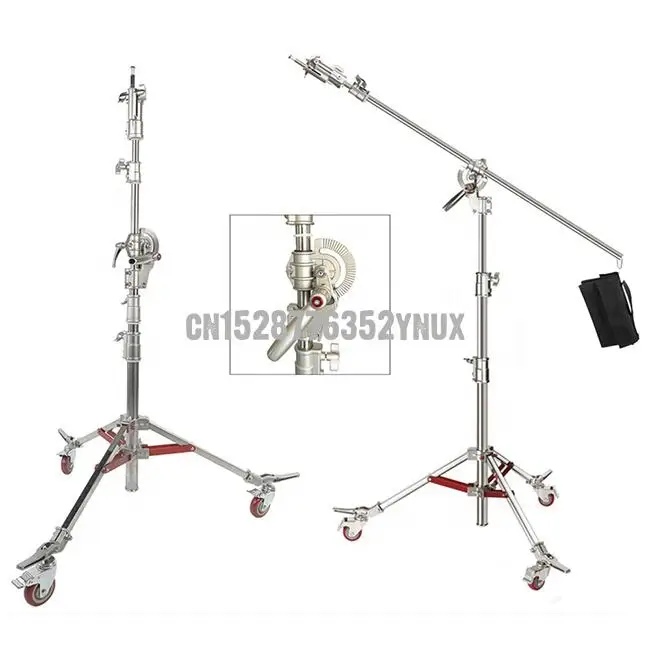 4.7m Heavy Duty Stainless Steel Light Stand,Dual Use Stainless Stand with Boom Arm