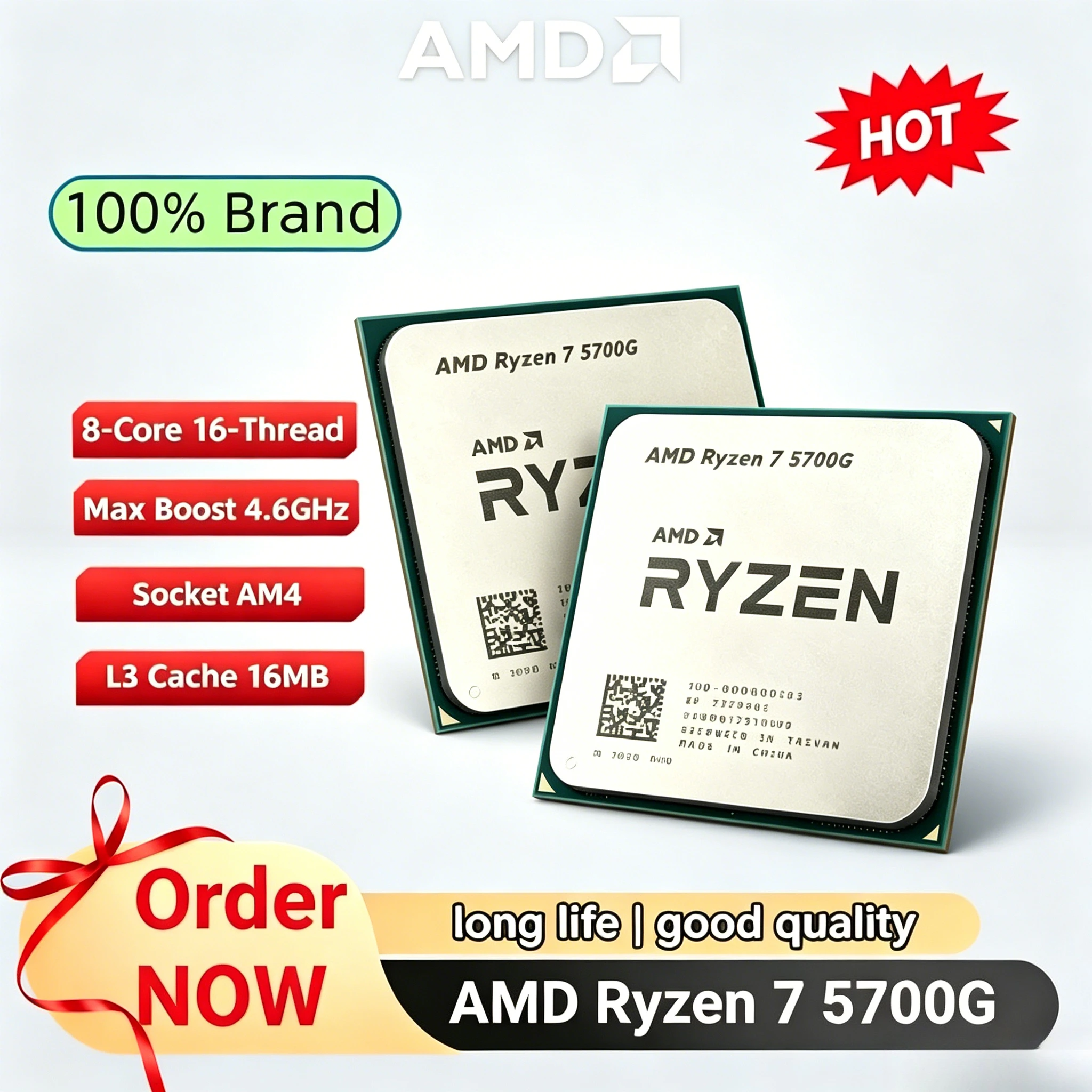 CPU AMD R7 5700G Ryzen 7 5700G 3.8GHz Ocho Núcleos 16 Hilos 65W L3=16M 100-000000263 Socket AM4 Nuevo pero sin ventilador