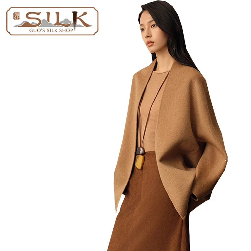 

High-end Double-sided Cashmere Women's Loose Short Coat - Wool Overcoat with Simple Style, Elegant and Casual Appeal