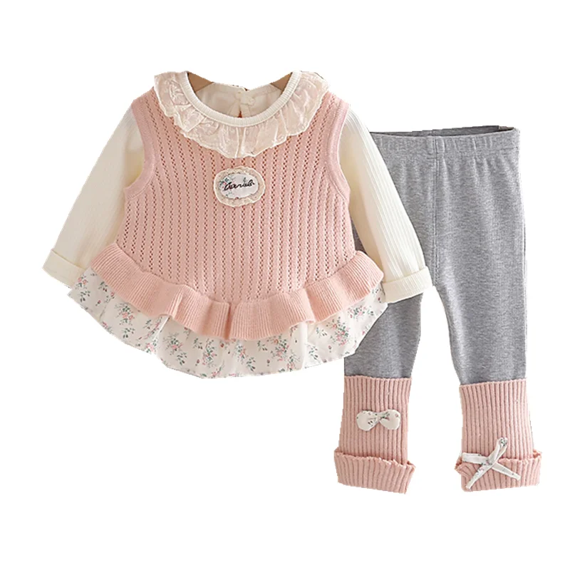 New Spring Autumn Baby Clothes Children Girls Vest T-Shirt Pants 3Pcs/Sets Kids Clothing Suit Infant Costume Toddler Tracksuits