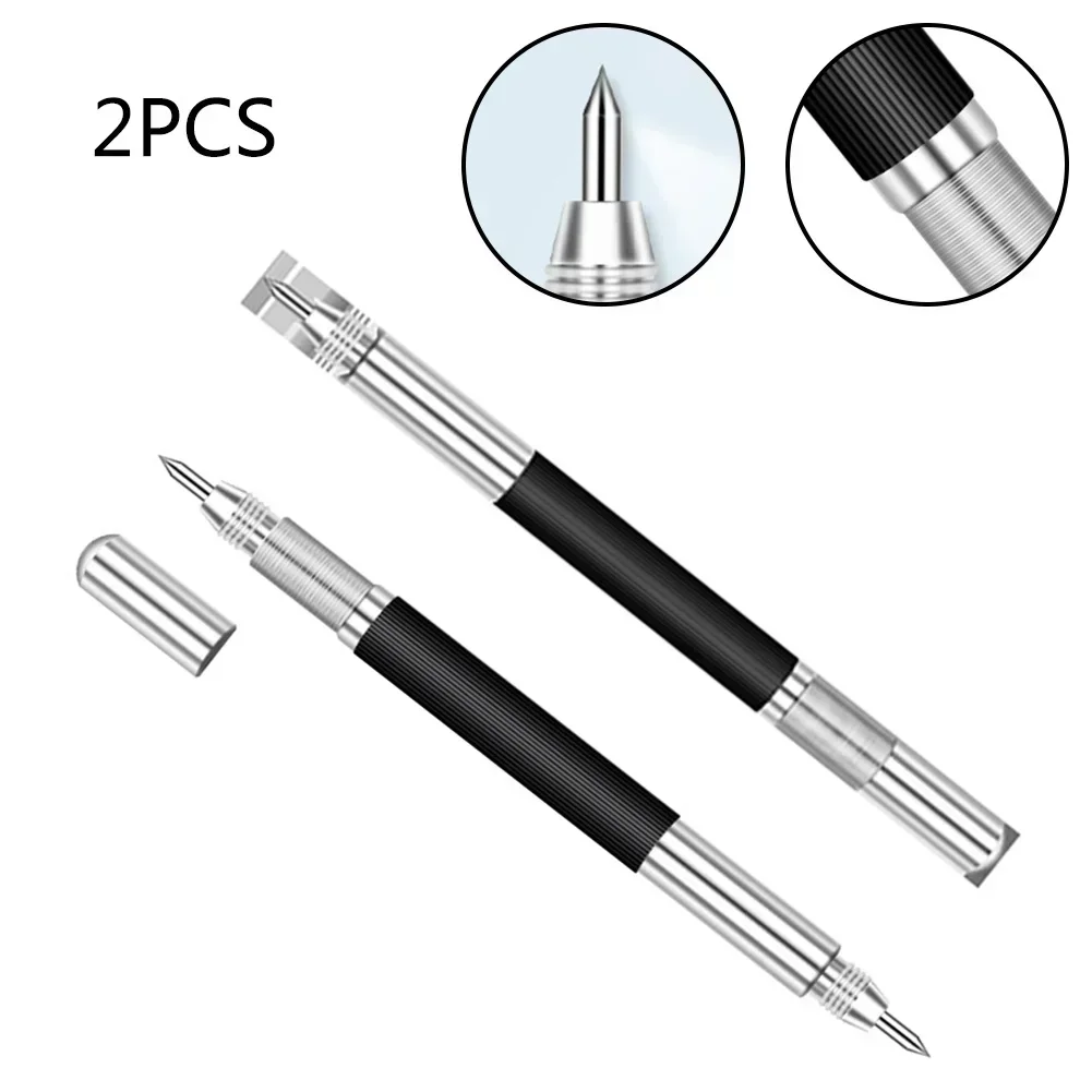 2pcs Double End Steel Tip Scriber Clip Pen Ceramics Glass Shell Metal Construction Marking Tools 137mm Drop Shipping