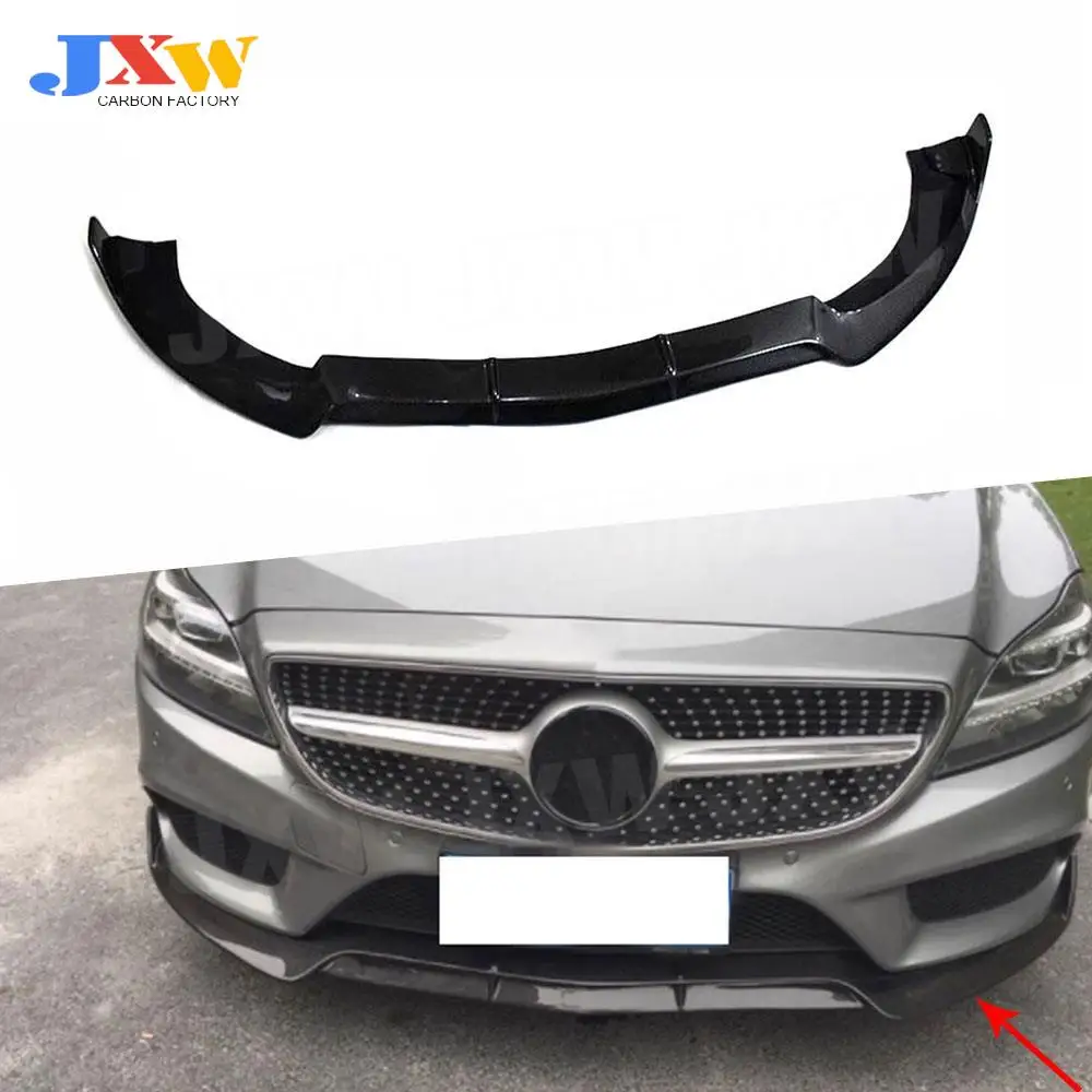 For CLS Class Carbon Fiber FRP Front Bumper Lip Spoiler For Mercedes Benz W218 CLS550 CLS400 2012-2016 Bumper Guard Accessories