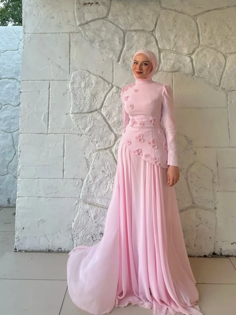 SSYTENS Modest Mermaid Evening Dresses Muslim Pleats Full Sleeves Prom Dresses Beaded Formal Occasion Prom Gowns 2026 Customized