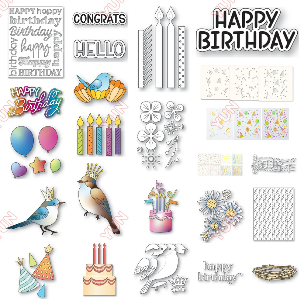 Congrats Marker Happy Birthday Marker Script Die 2025 New Craft Metal Cutting Dies Scrapbooking Diary DIY Greeting Card Stencils