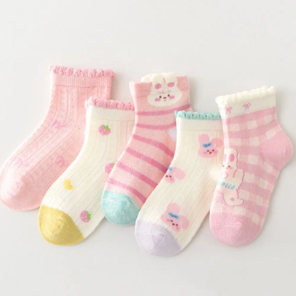

5Pairs Fashion Ruffle Baby Cotton Socks Autumn Spring Cute Toddle Short Tube Socks Breathable Sweet Newborn Socks Newborn