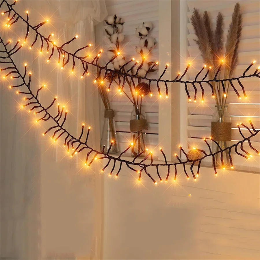 1000/1500 LED Firecracker String Light Outdoor LED Cluster Garland Fairy Lights 8 Modes Waterproof For Christmas Wedding Decor