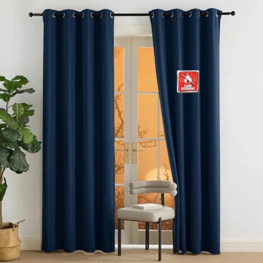 

Fireproof 84 inch Long Curtains for Bedroom and Living Room 2 Panels - Goth Home Decor Room Darkening Safe Window Treatments fo