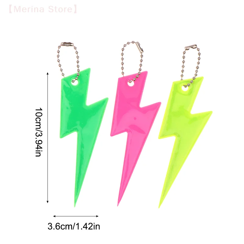 10Pcs Reflective Lightning Keychain High Brightness Reflective Night Keyring Portable Night Safety Key Chain Student Bag Pendant