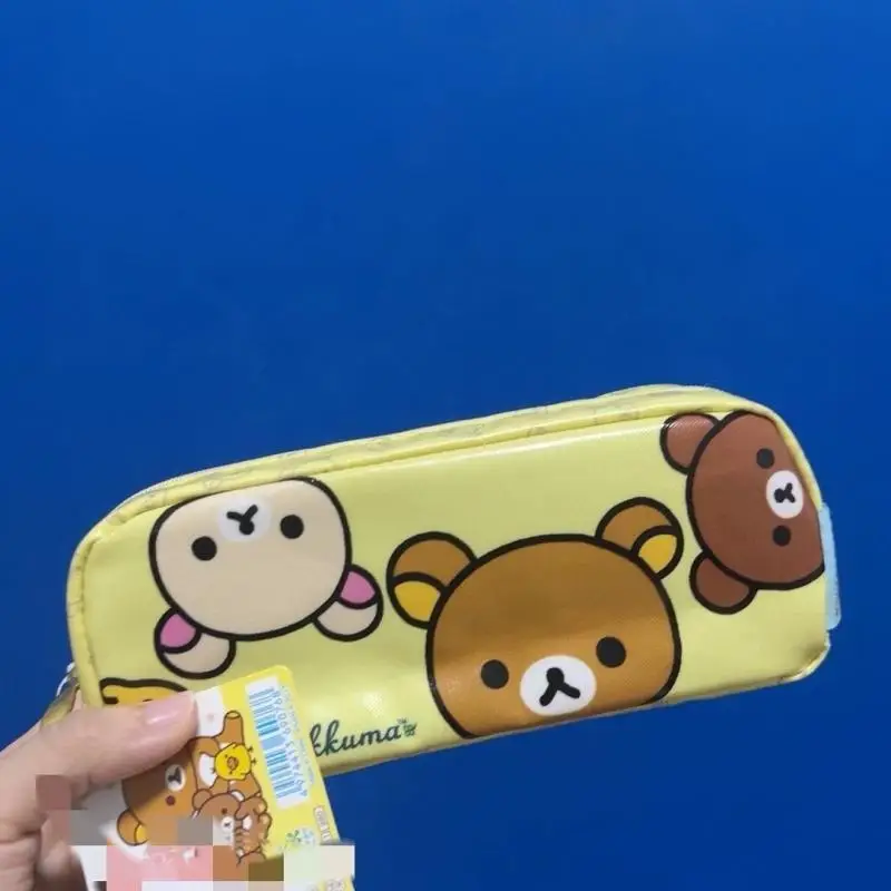 New Kawaii Cute Rilakkuma Pencil Case Large Capacity Student Waterproof Multifunctional Storage Bag Cartoon Ins Gift For Kids