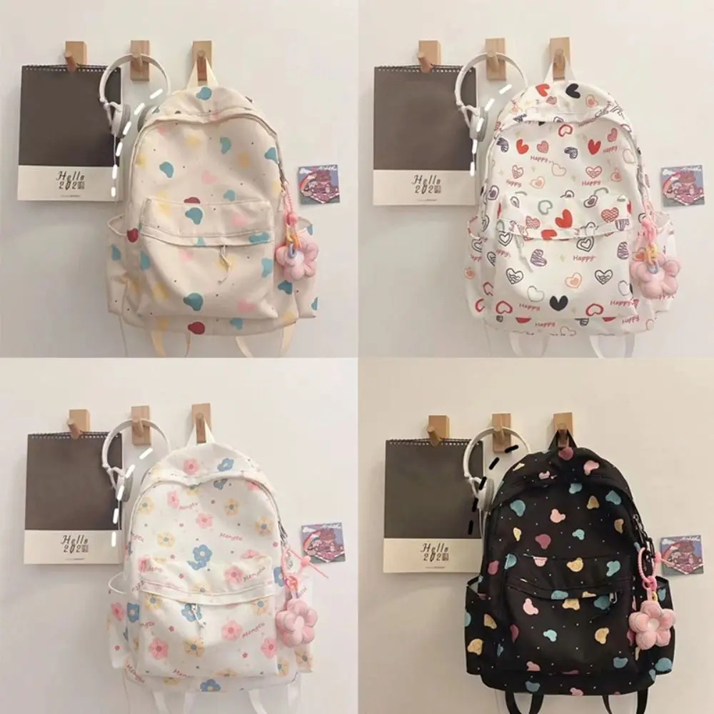 Mochila de hombro con estampado de dibujos animados, mochila ligera de gran capacidad para ordenador portátil de viaje, bolso escolar para estudiantes de poliéster resistente al desgaste