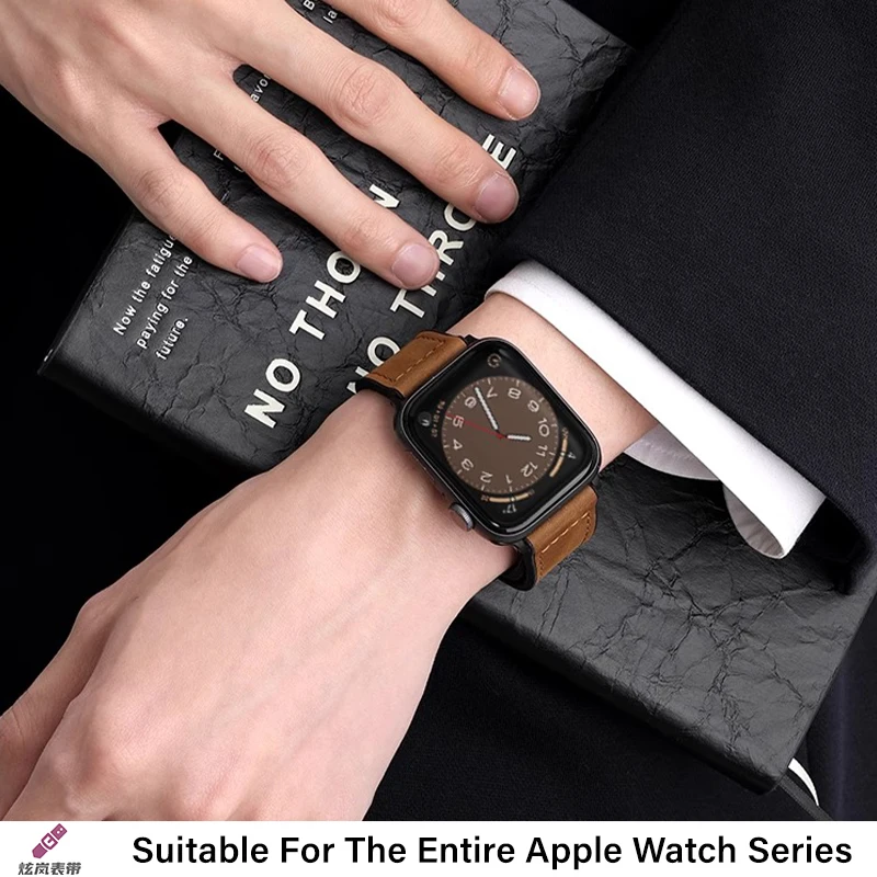 애플워치 밴드 45mm 44mm 40mm 41mm 49mm 42mm용 마그네틱 버클 가죽 스트랩, iWatch 시리즈 9 8 7 6 5 4 SE 울트라 호환