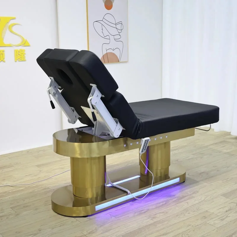 Commercial Electric Beauty Treatment Bed Adjustable Lift Type Salon Furniture Back Heating Function Customizable for Your Space