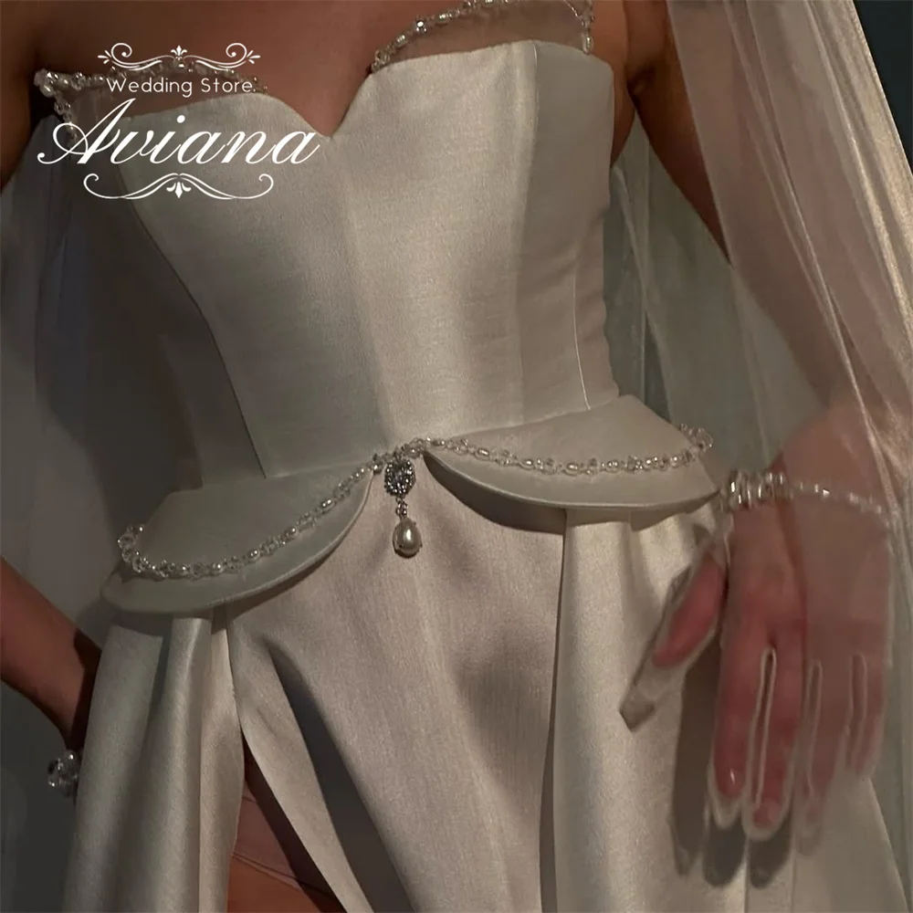 Aviana Customized Princess Style Beads High Side Split Sweetheart A-Line Fairy Elegant Charming Design 2025 Sleeveless Sequin