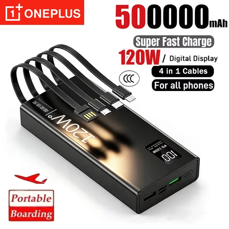 OnePlus 4-in-1 Power Bank 120W 200000mAh High Capacity with Charging Cables Fast Charging Portable External Emergency Battery