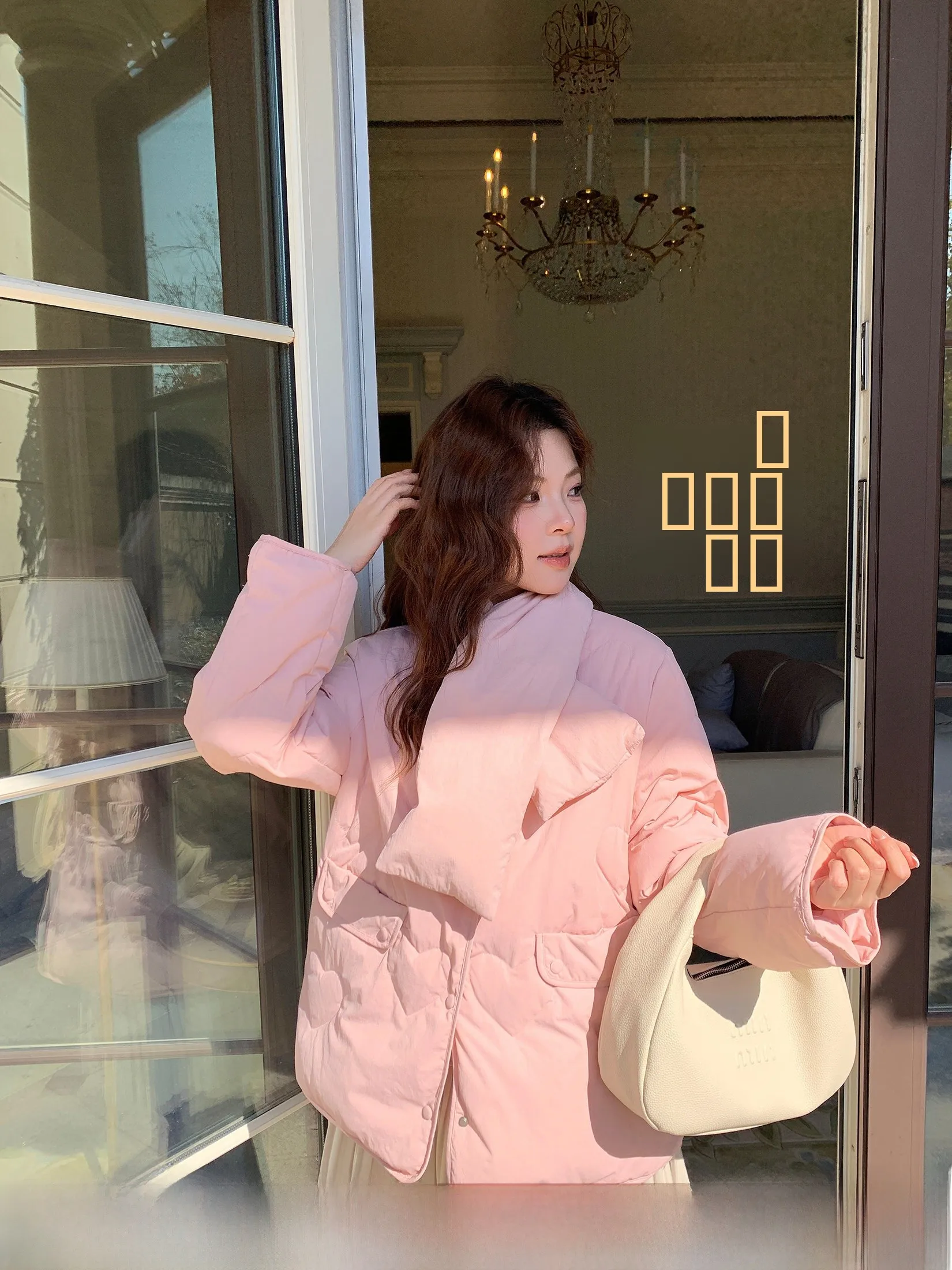 

Женская пуховая куртка Li Xiaoxiao Berries Brioche, розовая, с круглым вырезом, белая, свободного кроя, теплая верхняя одежда, зимнее пальто Sweet Sle