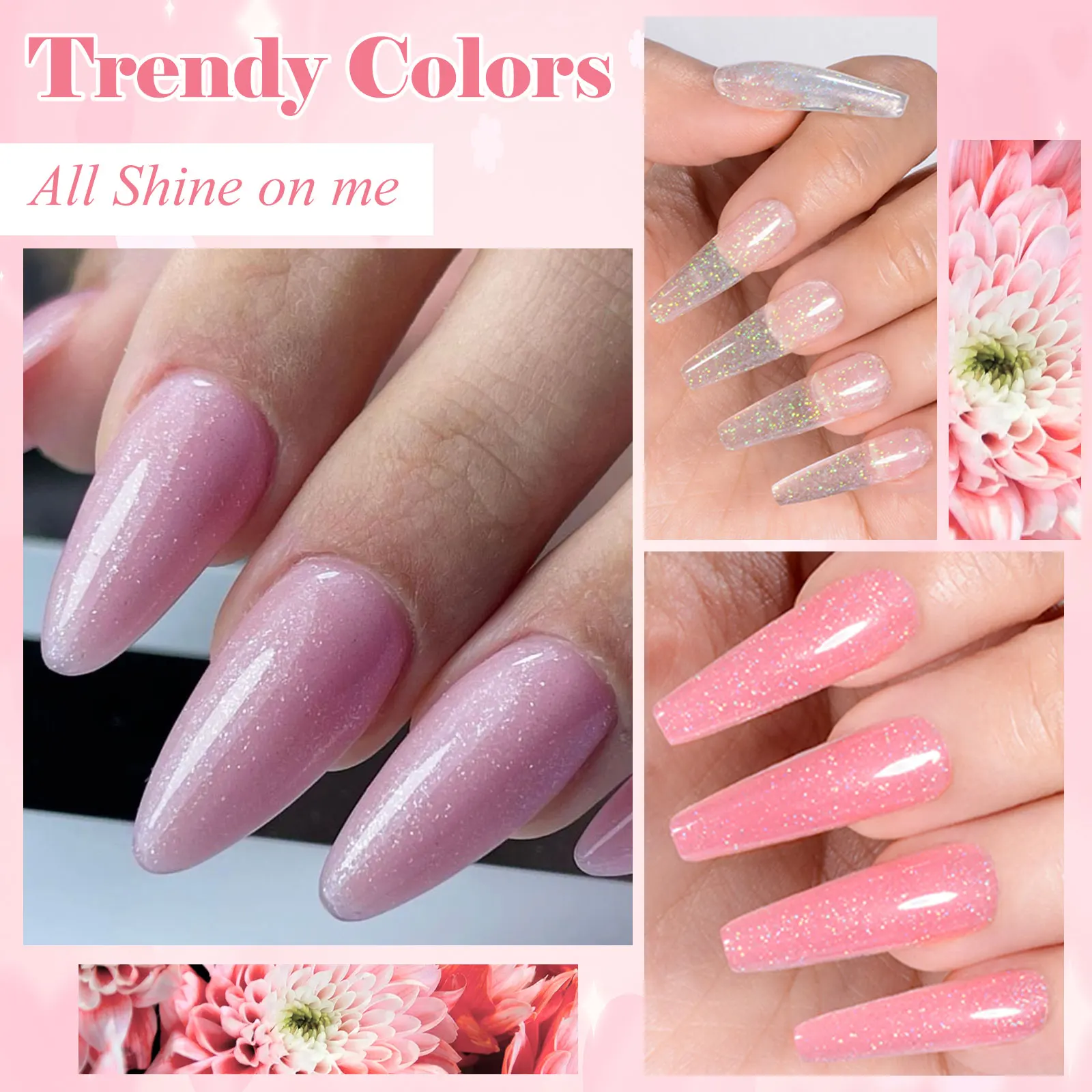 طقم جل تمديد أظافر أكريليك مكون من 12 قطعة، معطف علوي أساسي، حل منزلق وأدوات أظافر تحتوي على، طلاء نقع بالأشعة فوق البنفسجية LED للتقليم #4