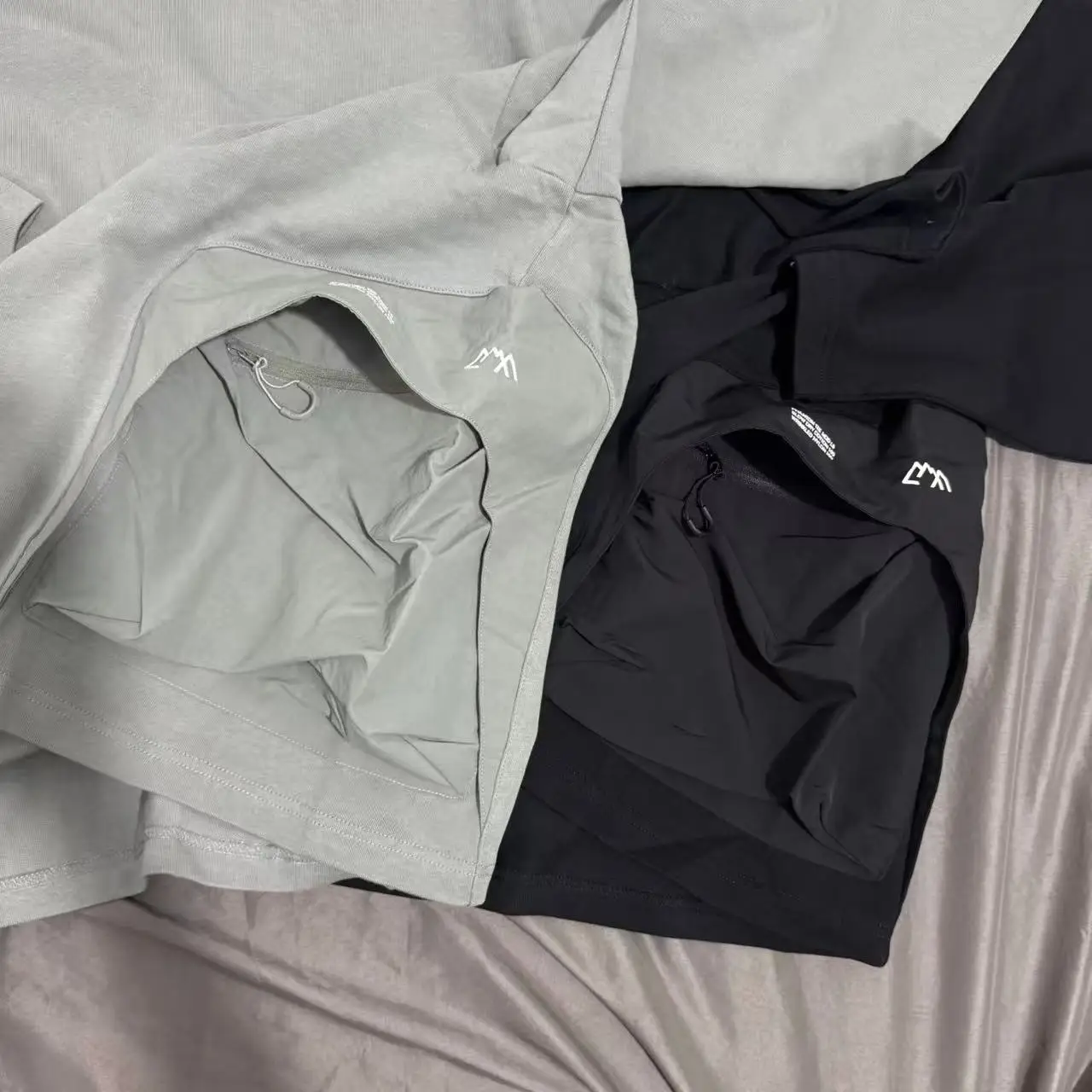 Outdoor Functional Long Sleeve T-Shirt Nylon Pleated 3D Pocket Loose Fit Versatile Japanese Style Color Block Design Unisex