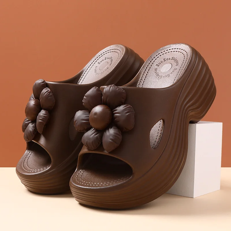 

Summer Women Thick Platform Slide Sandals High Heel Increased Height Open Toe Slippers Casual Outdoor Non Slip Soft Comfortable