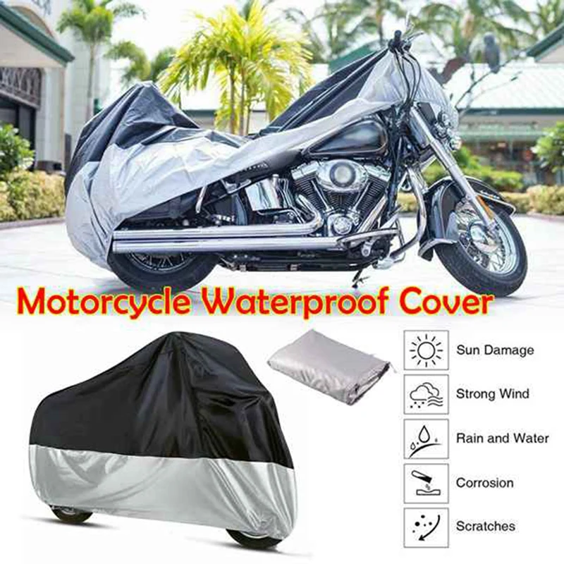 

XXL Heavy Duty Waterproof Motorcycle Cover Oxford Dustproof Motorbike Shelter 245X105x125cm